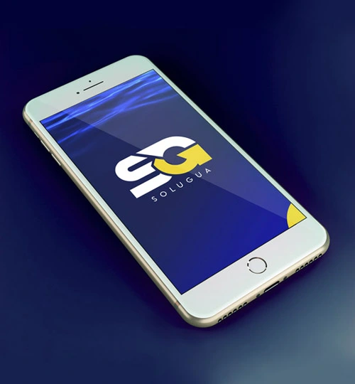 Teléfono celular con logotipo en la pantalla